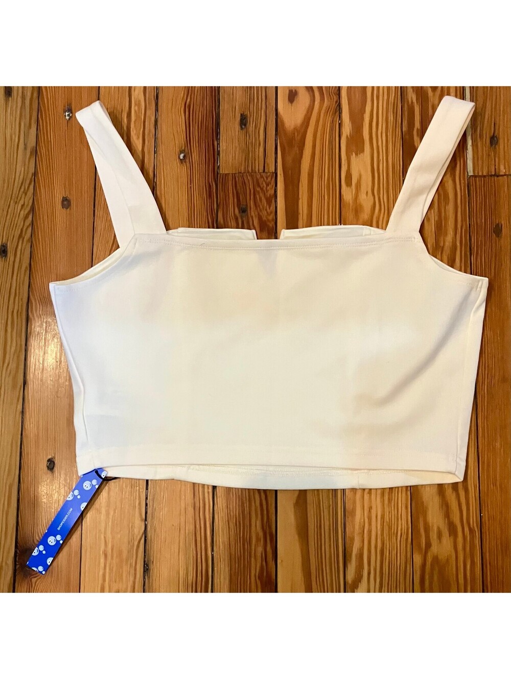 Cider Cream Crop Top V Notch Wide Strap Square Neck Y2K Coquette Going Out L